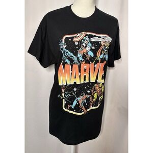 NWT Marvel Character Graphic T-shirt Size Med‎ Black Cotton Short Sleeve
